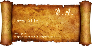 Mars Aliz névjegykártya